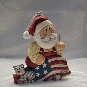 Eddie Walker Patriotic Flag Santa Ornament Cat Christmas Midwest of Cannon Falls